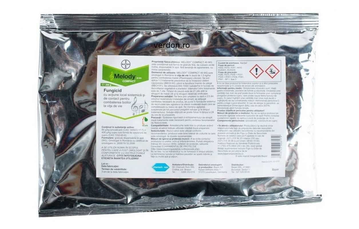 Fungicid Melody Compact 49 WG - 200g, Bayer, Sistemic, Vita de vie