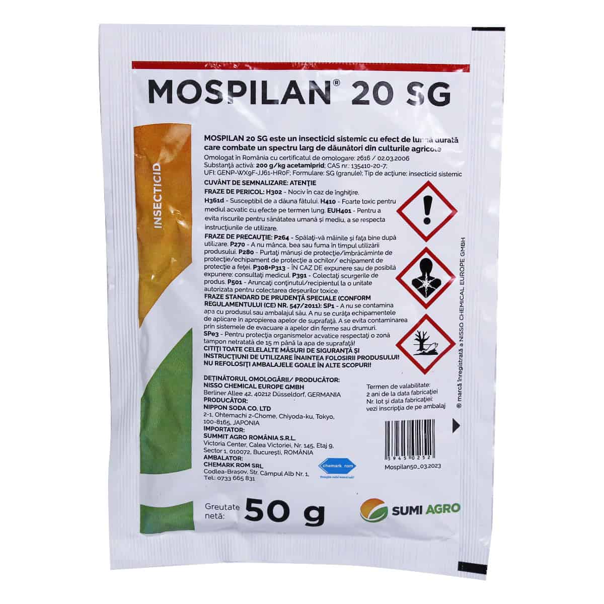 Insecticid Mospilan 20 SG - 50g, SUMI AGRO, Sistemic, Acetamiprid