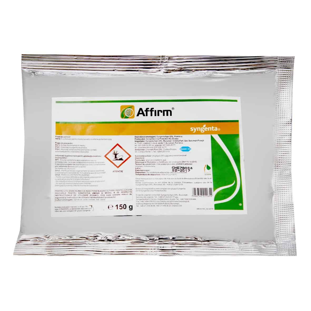 Insecticid AFFIRM - 150 g, Syngenta, Contact, Vita de vie, Mar, Tomate, Varza, Ardei