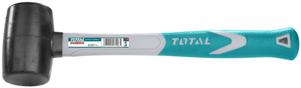 TOTAL Ciocan de Cauciuc 220g - Cap din Cauciuc Alb, Mâner Ergonomic din Fibră de Sticlă