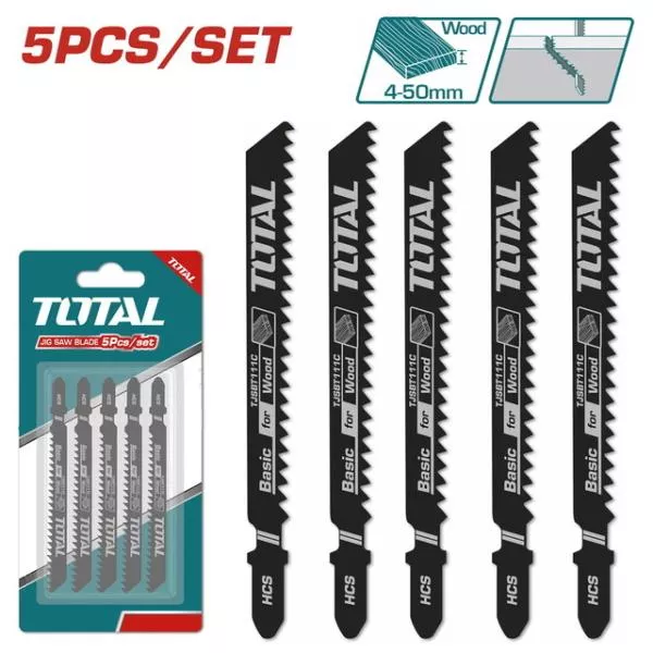 TOTAL – Set 5 Lame Fierăstrău Pendular pentru Lemn, 74mm,