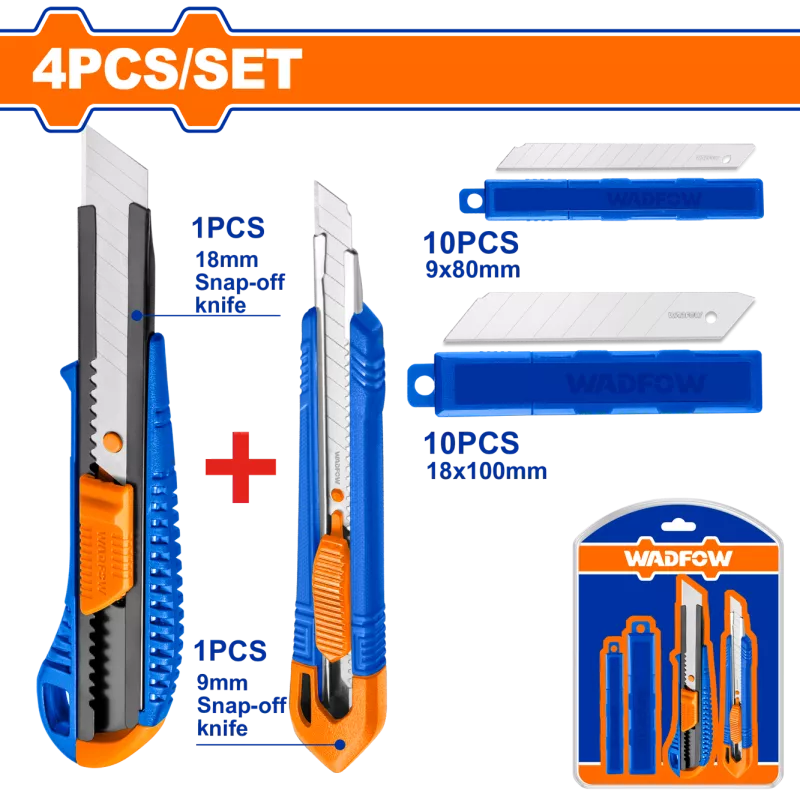 Set Cutter Profesional WADFOW 18mm și 10 Rezerve - Carcasă Ergonomică, Oțel Carbon SK5