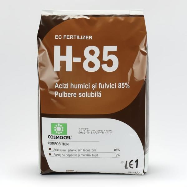 Îngrășământ / Amendament de sol H85 1 kg Cosmocel – Acizi Humici și Fulvici pentru Îmbunătățirea Solului