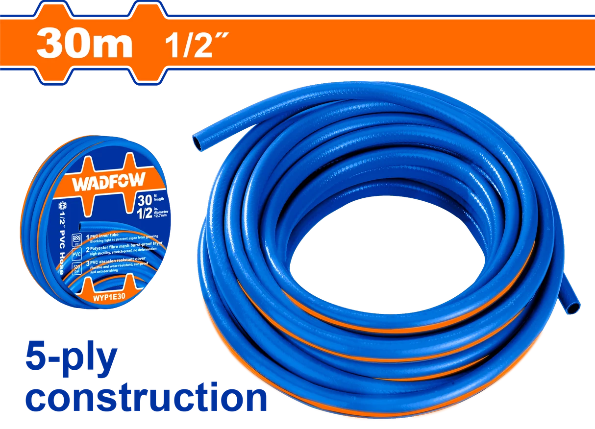 Furtun de Grădină WADFOW 1/2" 30 m – Furtun Flexibil pentru Udat