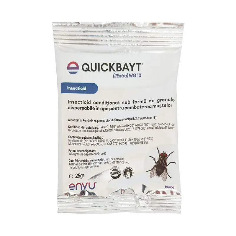 Insecticid Quick Bayt 2Extra WG 25 g – Profesional pentru Combaterea Muștelor în Ferma și Gospodărie