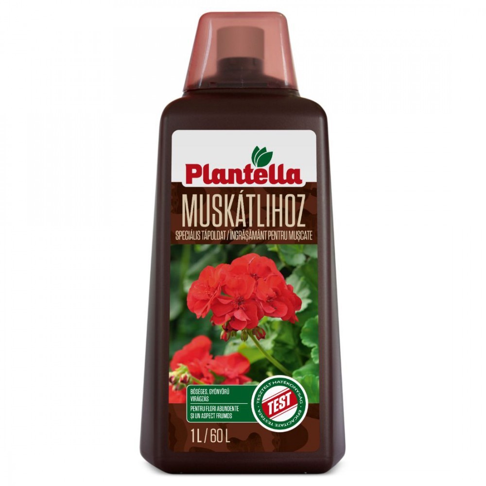 Îngrășământ Lichid pentru Mușcate Plantella 1 L – Pentru Mușcate Pline de Flori Toată Vara