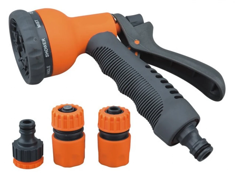 Set Pistol de Udare 8 Funcții + Conectori – Pistol pentru Furtun cu 8 Jeturi